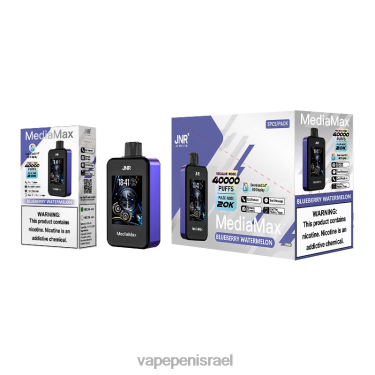 Disposable Vape Israel - JNR MediaMax שאיפה של 40 אלף אבטיח אוכמניות 8XB6D12