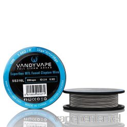 חד פעמי Vape Israel Vandy Vape Superfine Mtl Wire סלילי - 10 רגל 3.88ohm Ss Fused Clapton Wire